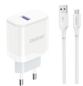 Laadija Dudao A20EU USB-A, 18W + MicroUSB (valge)